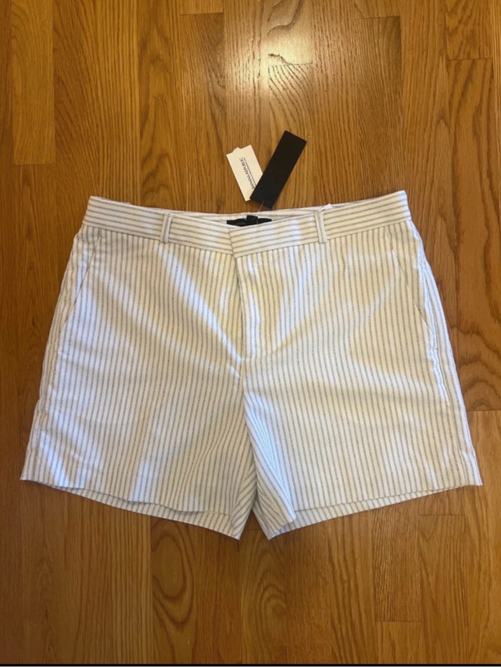 NWT Banana Republic White Shorts with Light Blue Pinstripes